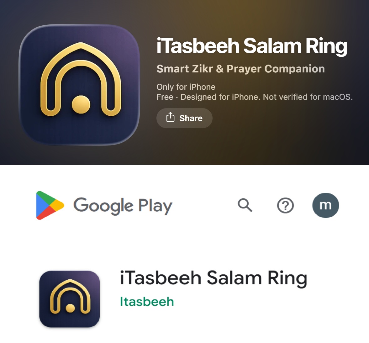 iTasbeeh app dashboard screenshot
